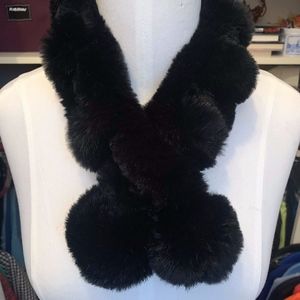 LINDA RICHARDS Black Rex Rabbit Fur Neck Scarf